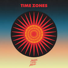 Retro graphic circle with red starburst design