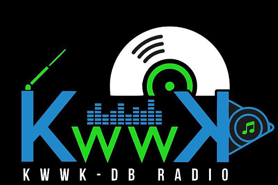 KWWK-DB Radio logo with record and soundwave